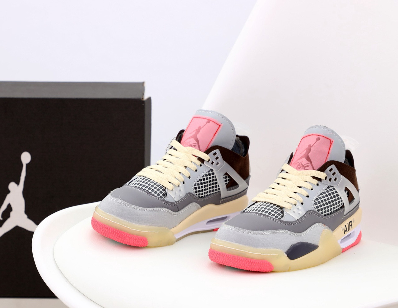 Кросівки жіночі Off-White x Air Jordan 4 Retro Grey Brown ALL06307, фото 1