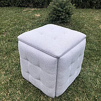 Пуф трансформер 5в1 з п'яти стільчиків із світло-сірої рогожки