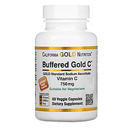 Буферизированный витамин C в капсулах 750 мг 60 растительных капсул California Gold Nutrition