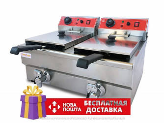 Фритюрниця професійна настільна GoodFood EF12A2 з краном, подвійна 12+12 л.