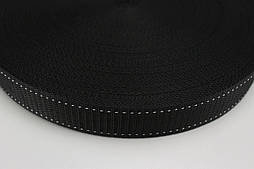 ТЕСМА РЕМ'ЯНА (Тесма сумкова.) ширина 3см, колір чорна з білою ниткою