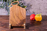 Разделочная деревянная кухонная ореховая доска «Полотно» с гравировкой