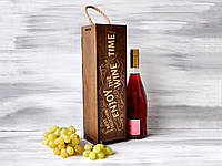 Коробка для бутылки с гравировкой «Wine time», корпоративный подарок на Новый год
