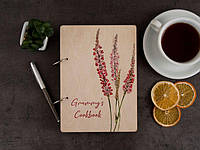 Кулинарная книга «Полевой цветок» с цветной печатью в деревянной обложке