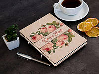 Кулинарная книга «Розы» с цветной печатью в деревянной обложке