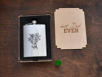 Подарункова фляга з малюнком, лазерним гравіюванням «Олень», персоналізована фляга для алкоголю + Коробочка