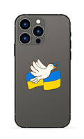 Патріотична наклейка на телефон / чохол  "Голубка / Голуб миру на прапорі. Україна" 7х6 см