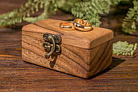 Деревянная шкатулка для помолвочных колец на свадьбу | Индивидуальная гравировка