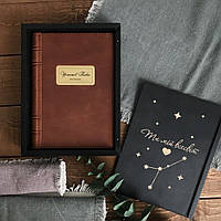 Именной ежедневник с гравировкой из натуральной кожи "Notebook" Коричневый А5 RM03-06 Деревянная