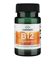 Витамин Б12, B12 Vitamins от Swanson, 500мг, 30 капсул