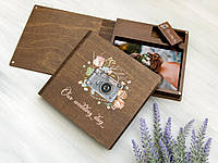 Свадебная деревянная коробка для фотографий с флешкой