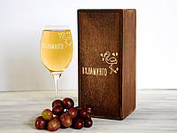 Бокал для девишника с гравировкой "Вхламинго", Бокал для вина + деревянная коробка