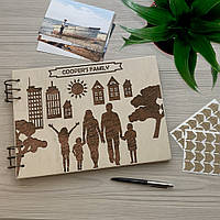 Фотоальбом в деревянной обложке с индивидуальной гравировкой и кольцами Город "SKINWOOD" FA-14