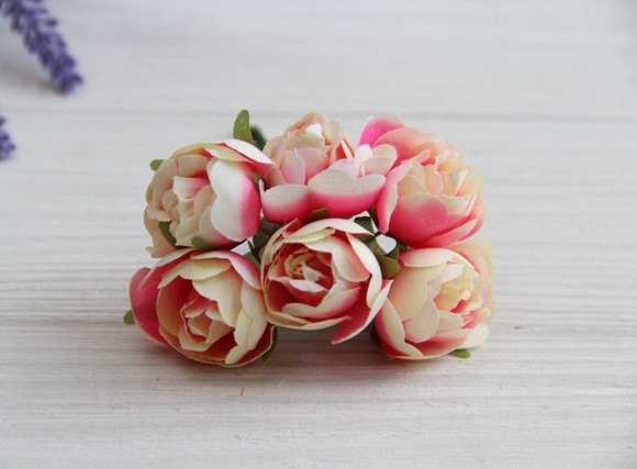 Квіти "Камелія" бежево - рожеві 60 шт, фото 1