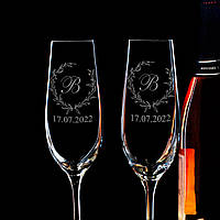 Весільні келхи для шампанського з іменним гравіюванням CG-0016
