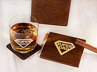 Оригинальный бокал для виски на подарок папе + Деревянная коробка WG-0013