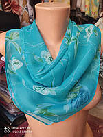 Красивый женский платок Цветочный принт размер 65-65 см Шифон разные цвета цена оптом