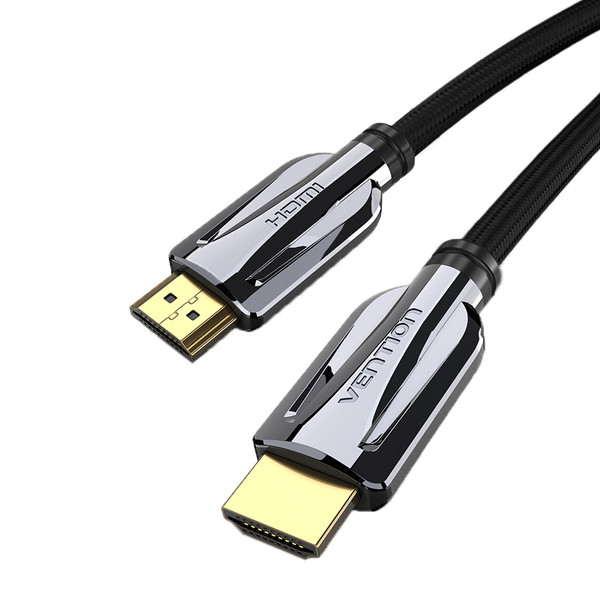 Кабель VENTION HDMI v2.1 в тканинному обплетенні з цинковими конекторами 1 м Black (AALBF)