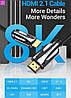 Кабель VENTION HDMI v2.1 в тканинному обплетенні з цинковими конекторами 1 м Black (AALBF), фото 3