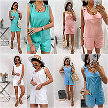 Жіночий літній костюмчик брючний двійка на кожен день розміри норма