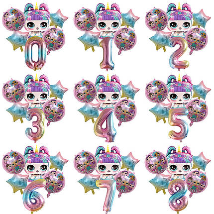 Набір із кульок | Лялька Лол Єдиноріг з цифрою, фото 2