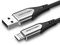 Кабель зарядный Vention USB 2.0 - microUSB 0.25 м металлический корпус Black (COAHC)