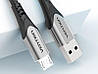 Кабель зарядний Vention USB 2.0 — micro USB металевий корпус 2 м Black (COAHH), фото 3
