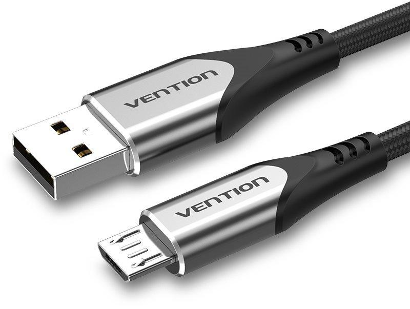 Кабель зарядний Vention USB 2.0 — microUSB 1 м металевий корпус Black (COAHF)