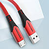 Кабель зарядний Vention USB 2.0 — microUSB 1 м металевий корпус Red (COARF), фото 2