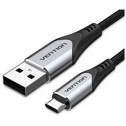 Кабель реверсивний Vention USB 2.0 — microUSB 0.25 м металеві конектори Black (COCHC)