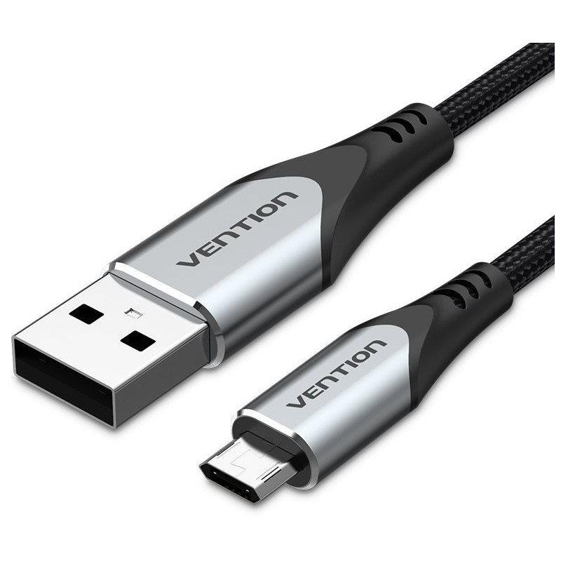 Кабель реверсивний Vention USB 2.0 — microUSB 0.5 м металеві конектори Black (COCHD)