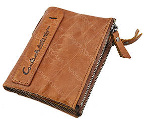 Чоловічий гаманець портмоне Contacts N0029 з натуральної шкіри (світло-коричневий)