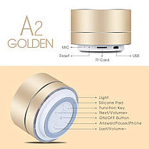 Портативна bluetooth MP3 колонка Kunodi A2 Bluetooth 4.1 Gold, фото 5