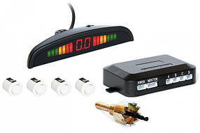 Парктронік автомобільний PAssistant на 4 датчики + LCD монітор (білі датчики) (4903)