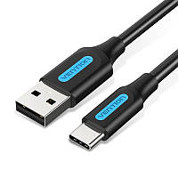 Кабель зарядный Vention USB C - USB 2.0 0.25 м Black (COKBC)