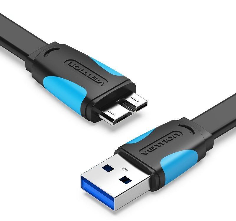 Дата кабель Vention USB 3.0 — Micro USB-B плоский 1 м Black (VAS-A12-B100), фото 1