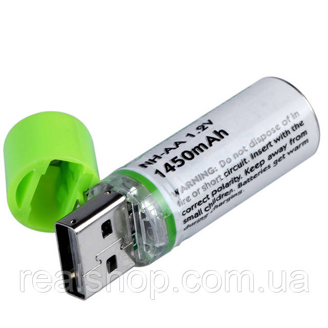 USB акумулятори AA R6 1.2V 1450 mAh Ni-MH Alitek, 2 шт (ціна за 1 акумулятор)