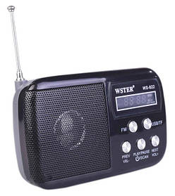 Портативний радіоприймач WS-822 USB AUX microSD