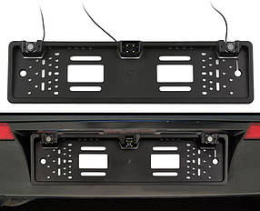 Рамка для номерного знака з камерою заднього огляду та парктроніком 3 в 1 UKC Black (5429)