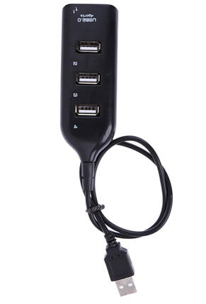 Концентратор USB HUB хаб P/4000 на 4 порти чорний, фото 1