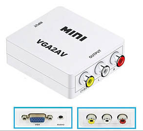 Конвертер VGA на RCA (AV) CVBS адаптер видео с аудио 1080P White (5762) alle Качество +, фото 2