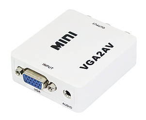 Конвертер VGA на RCA (AV) CVBS адаптер видео с аудио 1080P White (5762) alle Качество +, фото 2