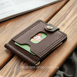 Чоловічий шкіряний затискач для купюр із натуральної шкіри Klod коричневої ручної роботи. Тримачі для грошей