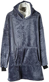 Двостороння толстовка (плед, худі) - халат з капюшоном Huggle Hoodie сірий (14707)