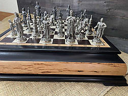 Ексклюзивні шахи ручної роботи «Козацька рада» (мельхіорові шахи та дошка з цінних порід дерев), фото 2