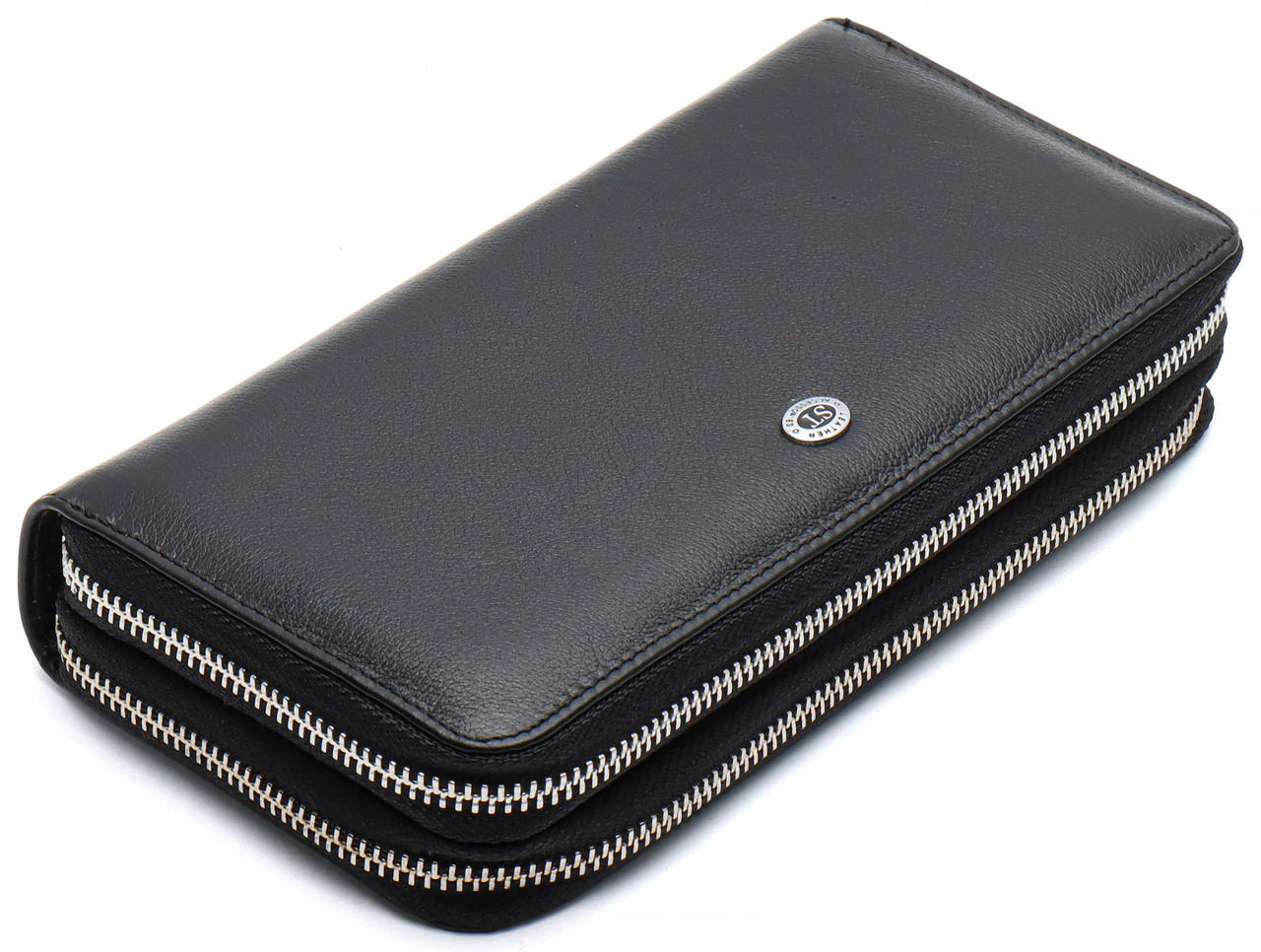 Чорний функціональний чоловічий гаманець-барсетка з натуральної шкіри ST Leather ST127