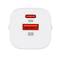 Мережевий зарядний пристрій Glasscove GAN 2 порти TYPE-C + USB 3A 33W TC-099BPQ33 (00555), фото 5