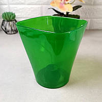 Зеленое кашпо для орхидей из светопропускающего пластика 15см