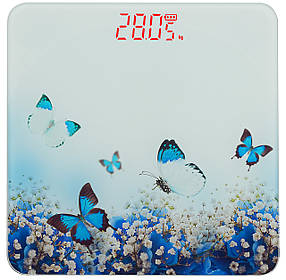 Ваги підлогові скляні (квадратні) на 180 кг Domotec MS-2019 Метелики (5381)