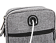 Сумка маленька на пояс через плече на груди текстиль сіра 15х13х7 см тканинна для чоловіків і жінок 2 відділи, фото 7